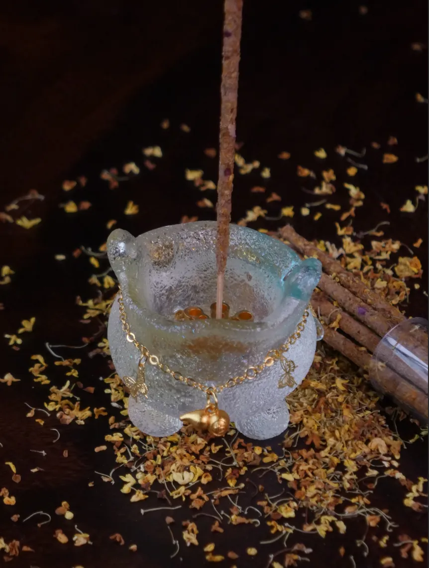 冰块色仿琉璃香炉+赠提溜
