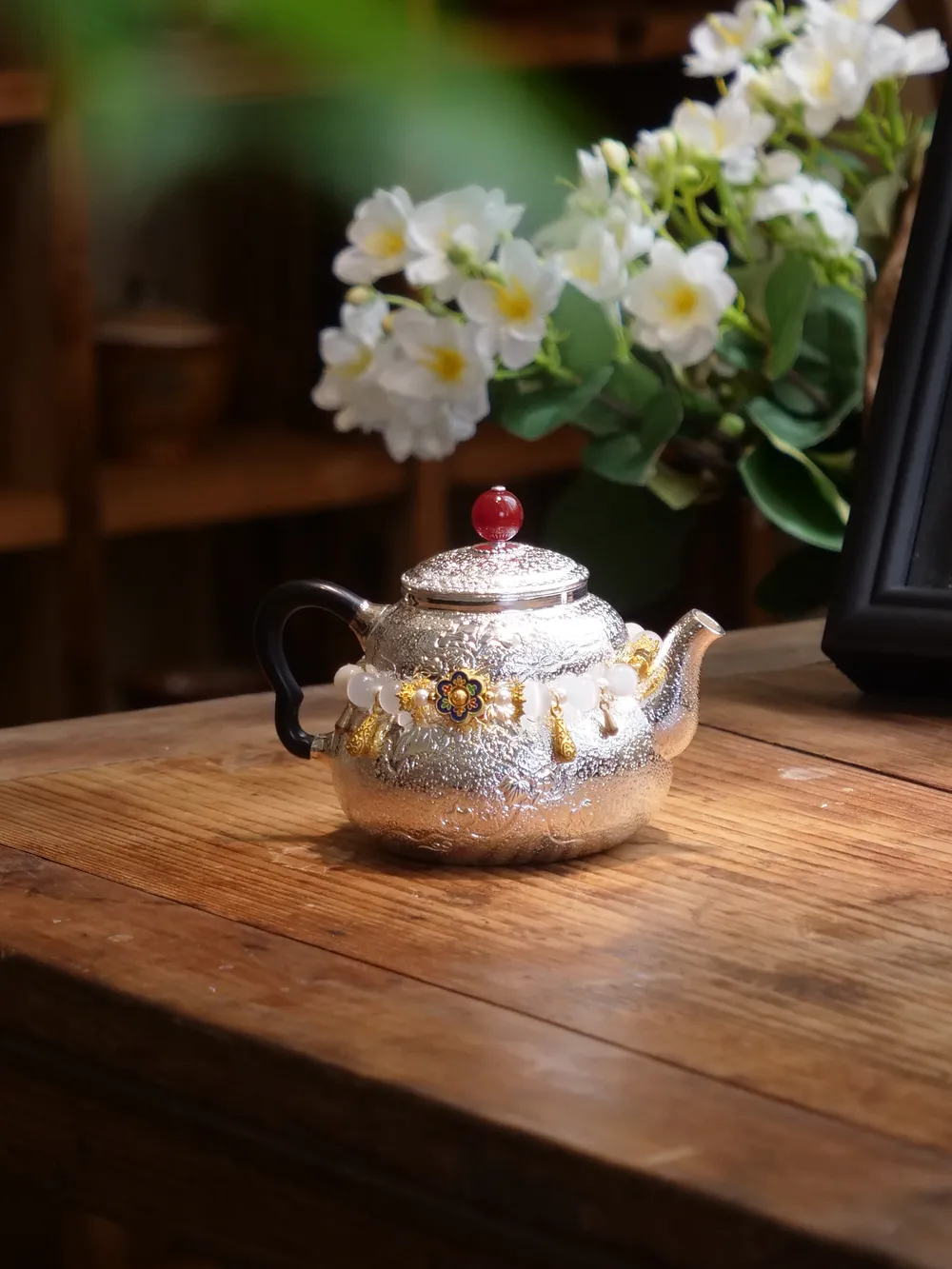 包银葫芦泡茶壶（送提溜）