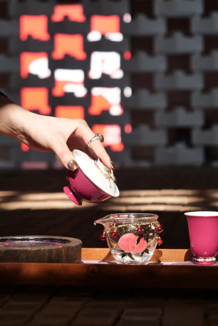 高硼硅手绘桃子公道杯+提溜