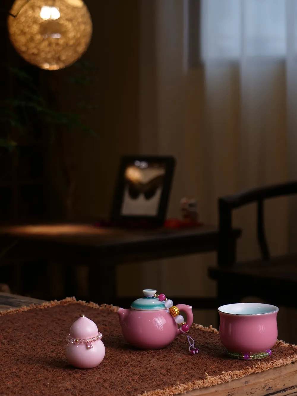 海棠粉小缸杯+提溜