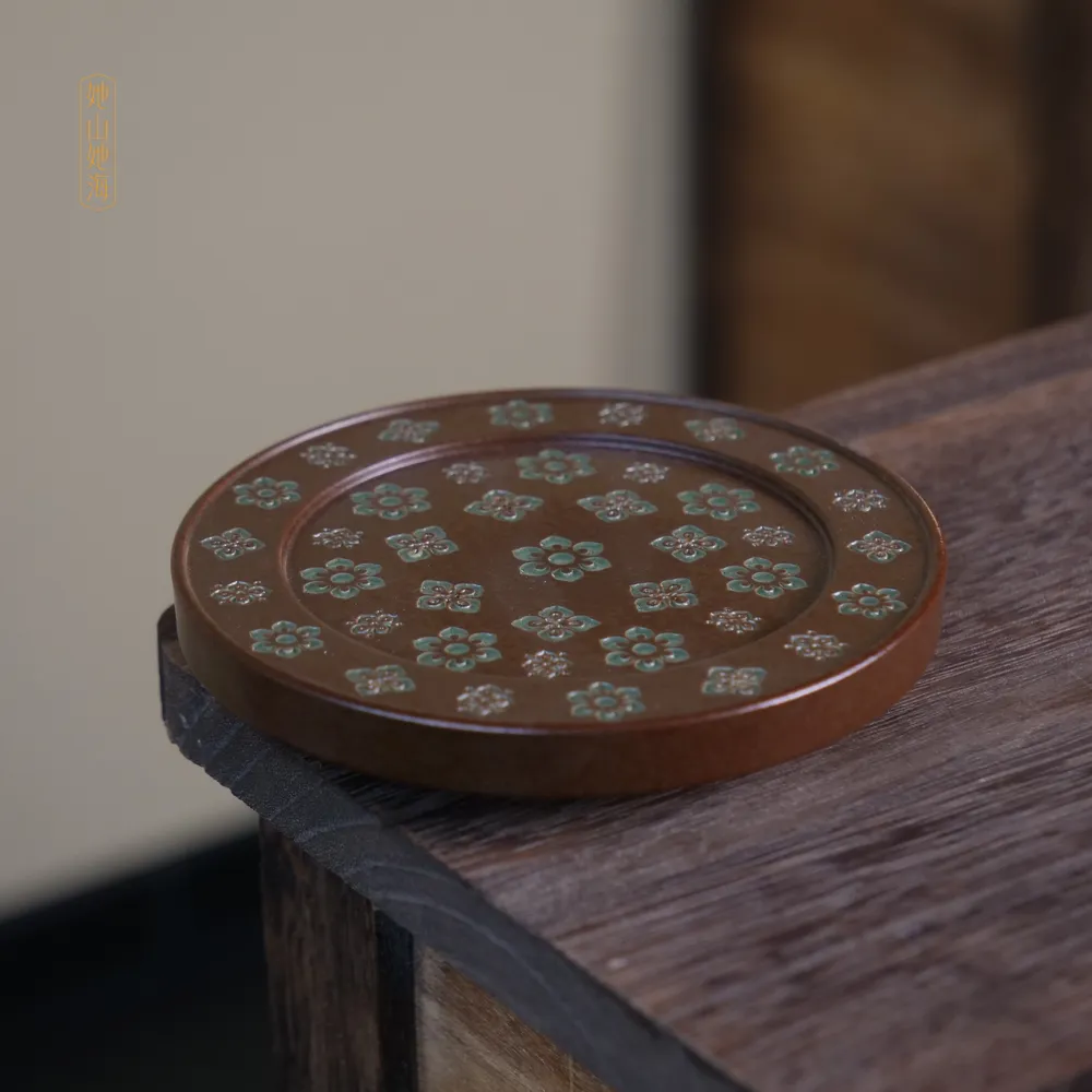 烧宝相花圆型壶承