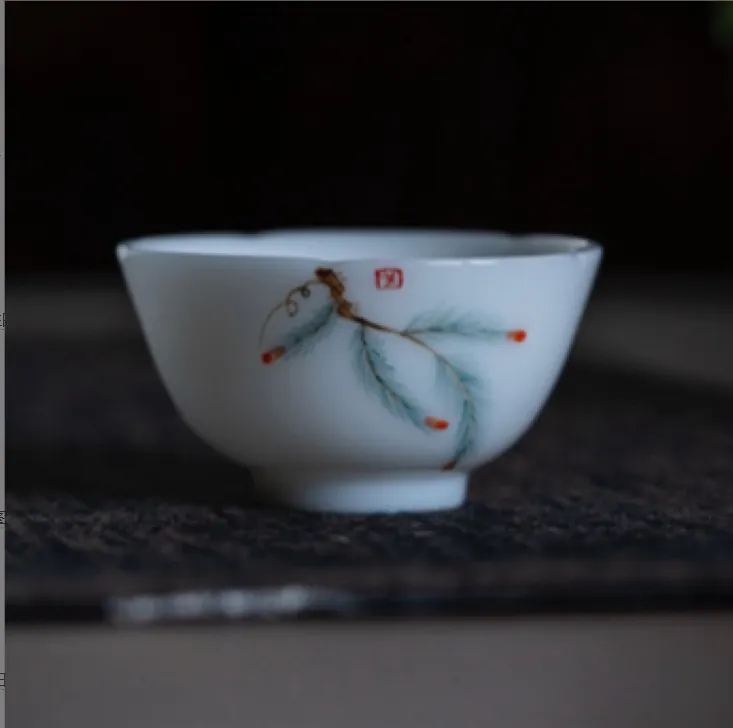 璞玉手绘松针小碗杯