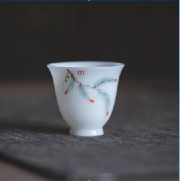 璞玉手绘松针铃铛杯