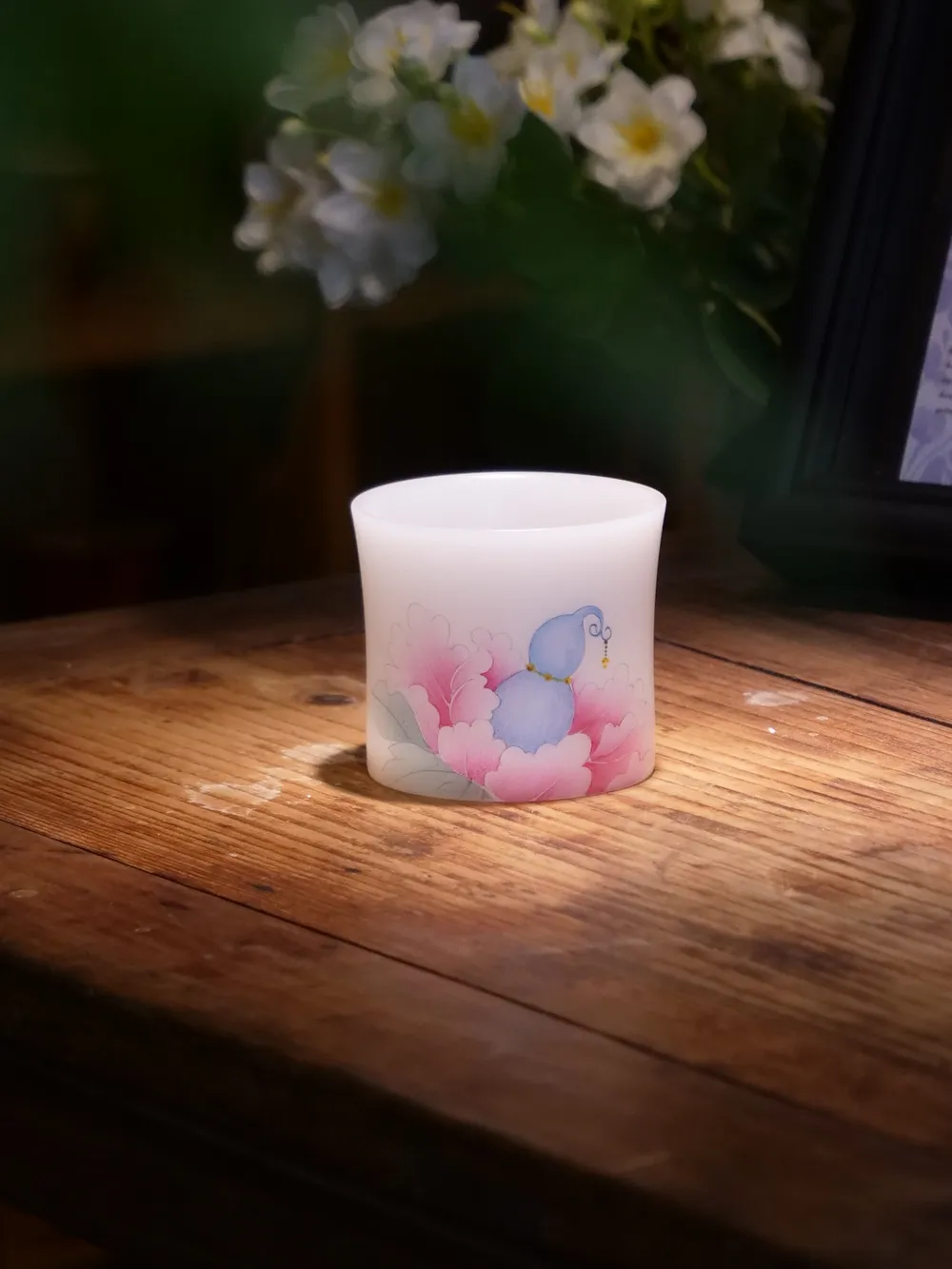 璞玉手绘葫芦牡丹主人杯