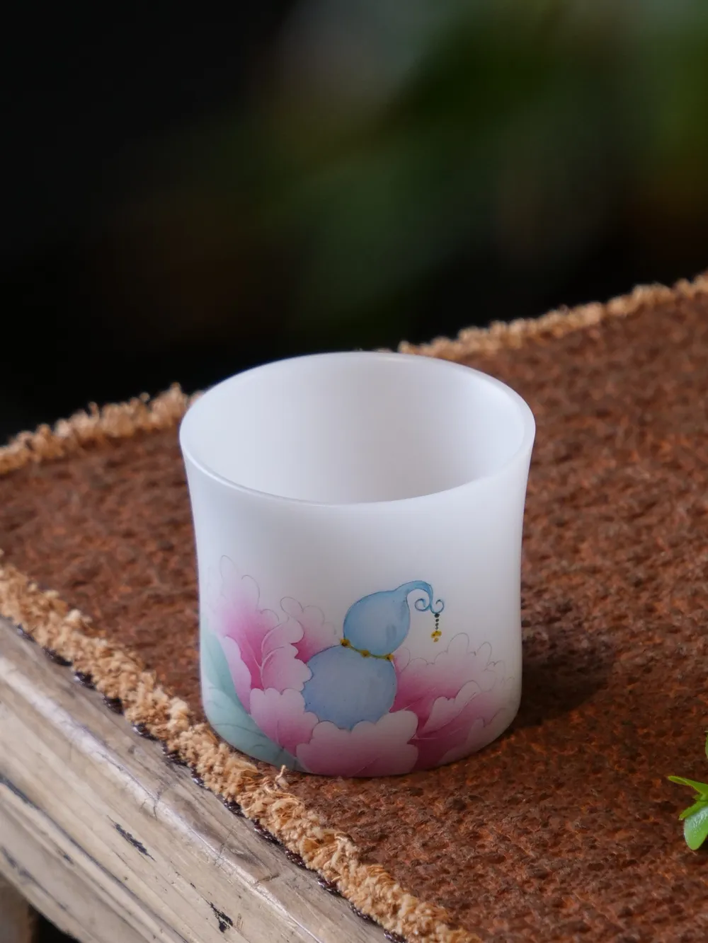 璞玉手绘葫芦牡丹主人杯