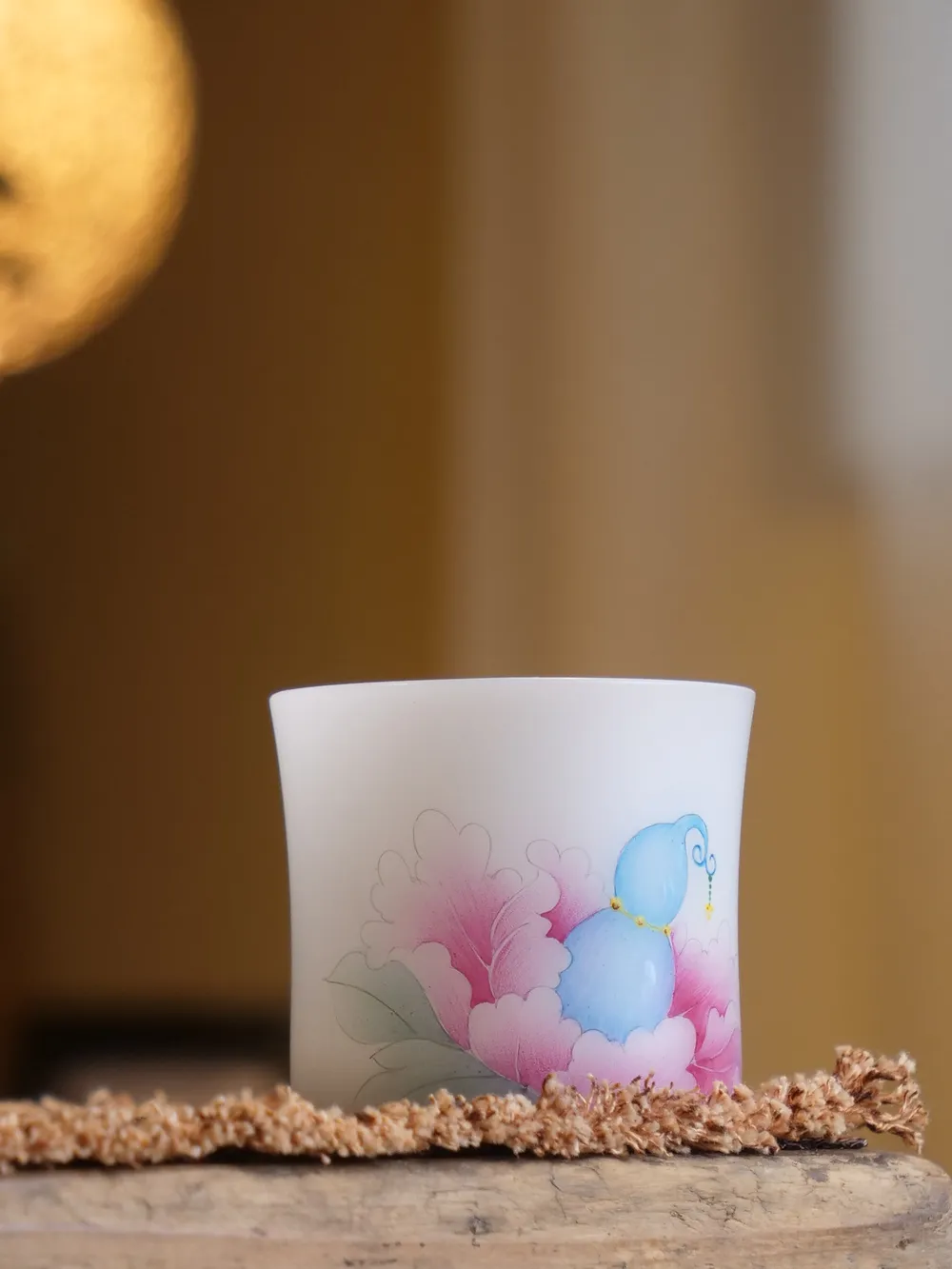 璞玉手绘葫芦牡丹主人杯