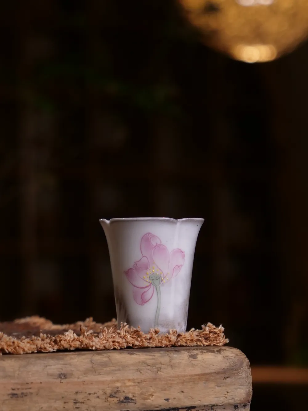 白志野荷花花口杯