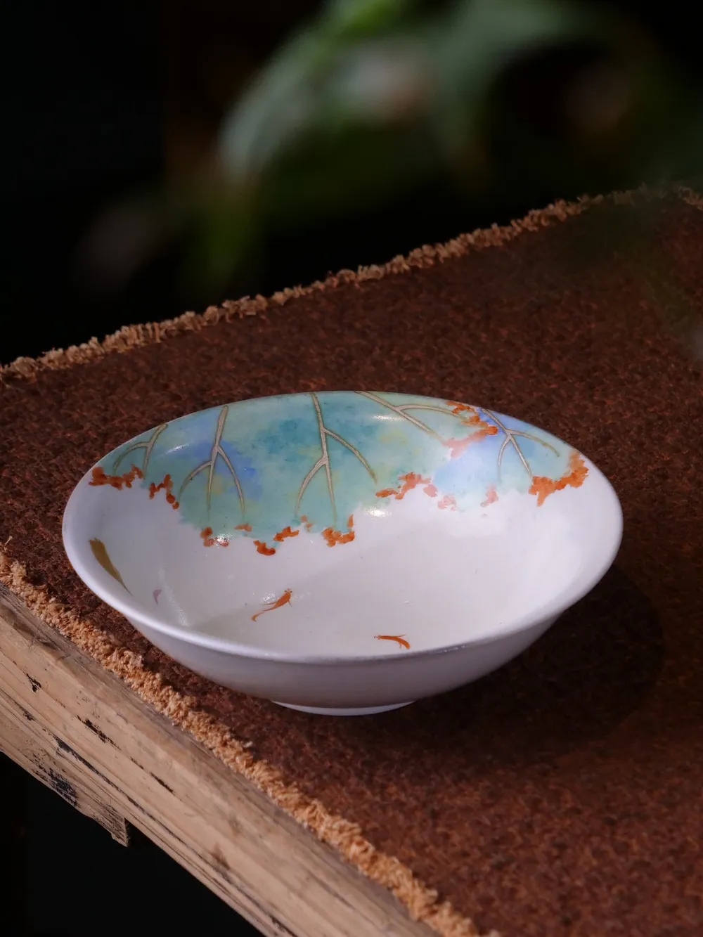 白志野荷花高足壶承