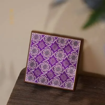 窗花竹杯垫紫色款