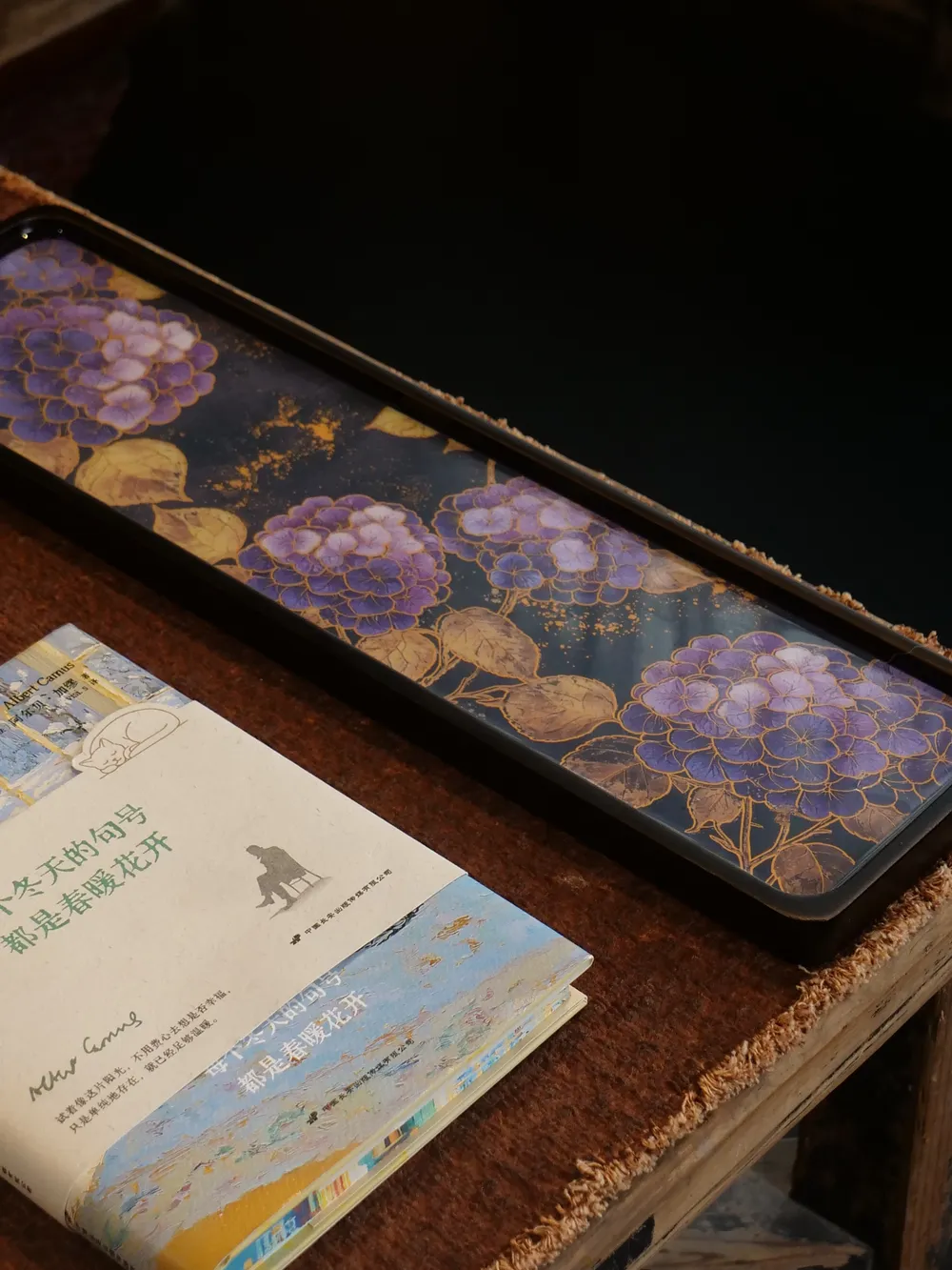 绣球花黑竹大长盘