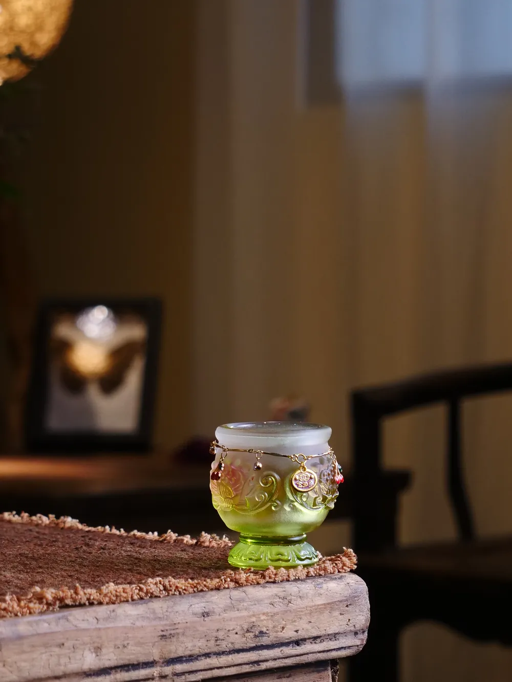 绿色琉璃高脚杯+提溜