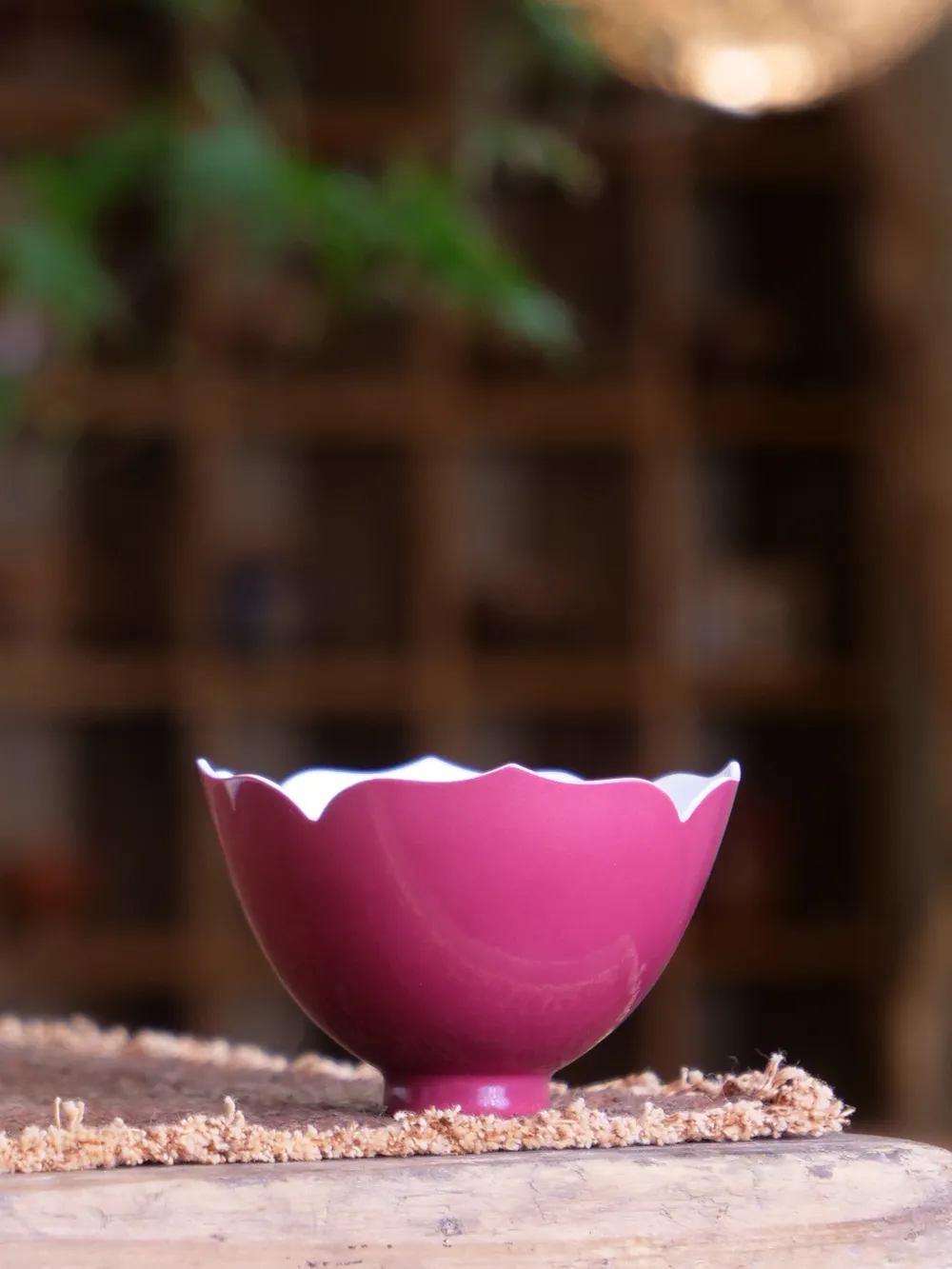 胭脂红素坯桃花杯