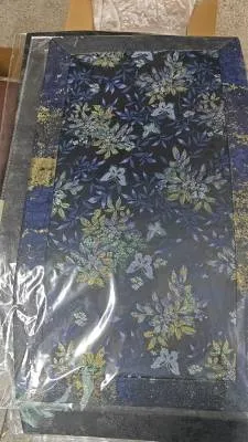 蓝底鎏金茶席拼接56cm