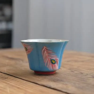 蓝翎羽毛系列花口杯
