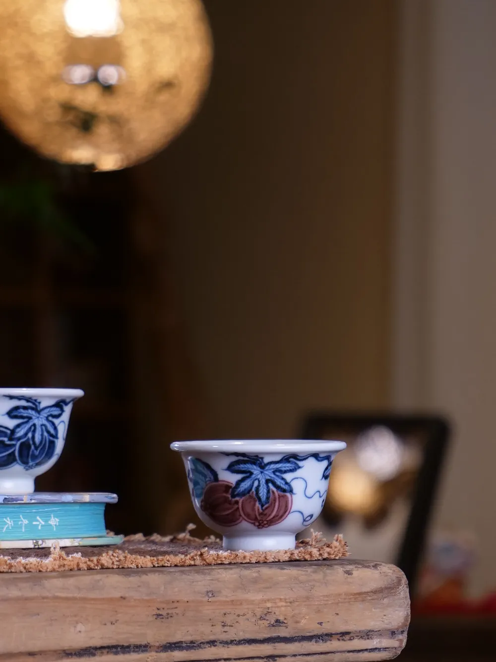 西瓜青花釉里红主人杯
