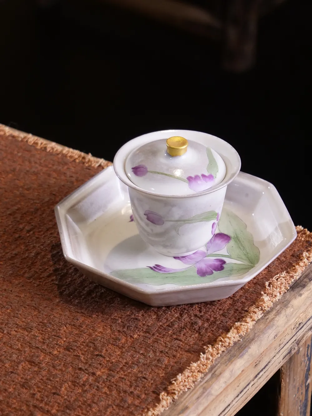陶一丁鸢尾花系列八方壶承