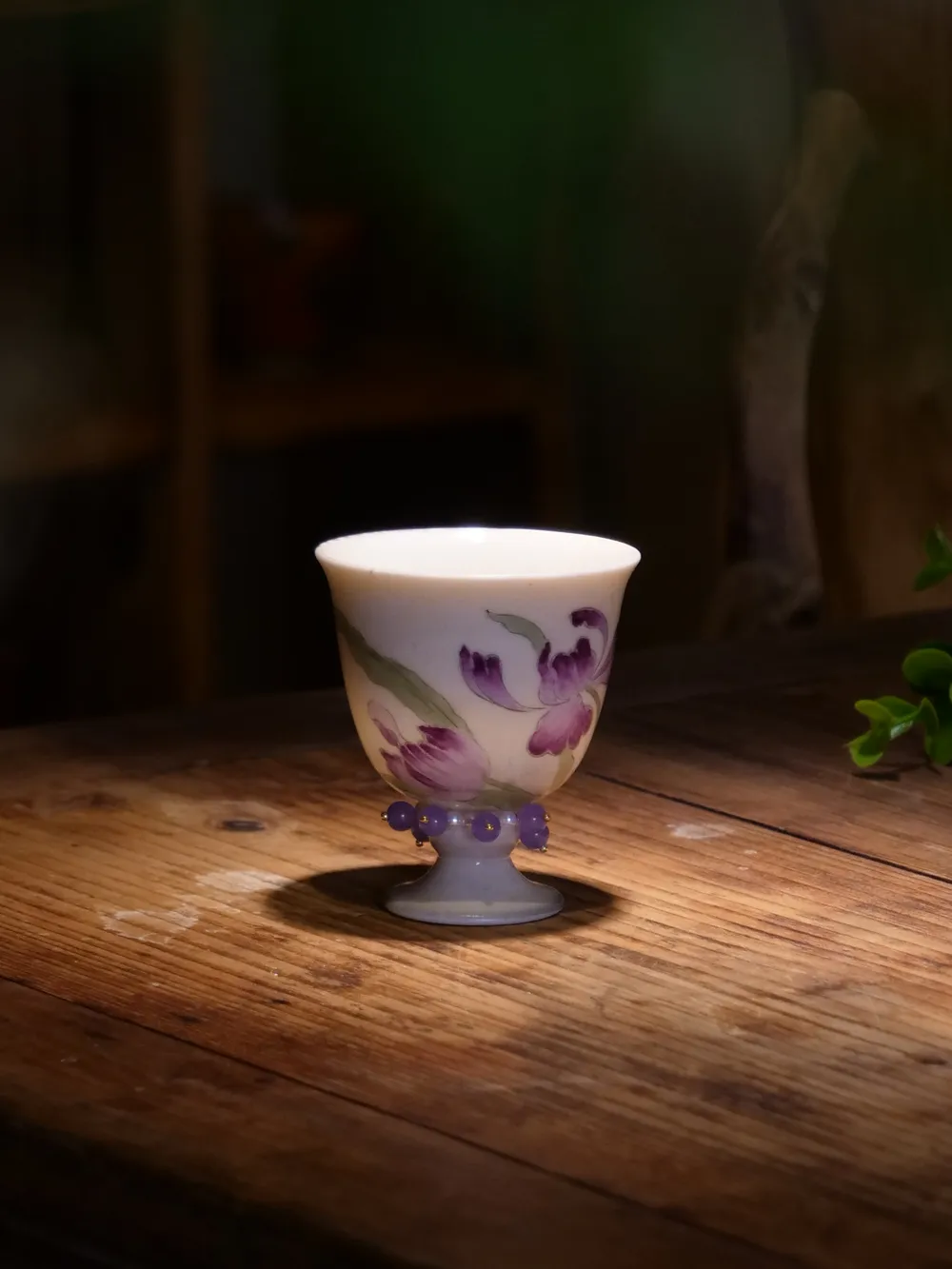 陶一丁鸢尾花系列高脚杯