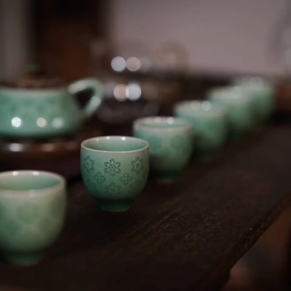 龙泉青瓷宝相花品茗杯