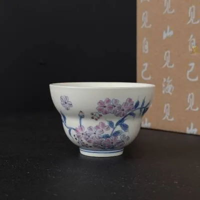 华箐堂斗彩蓝楹花葫芦杯