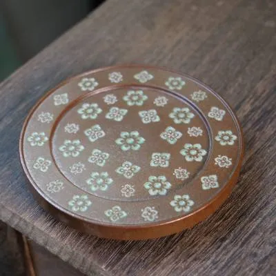 烧宝相花圆型壶承