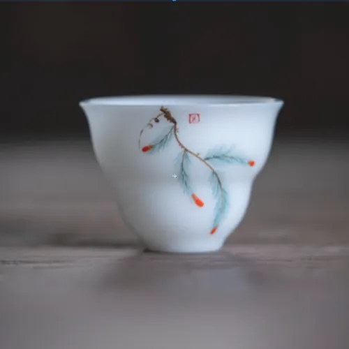 璞玉手绘松针葫芦杯