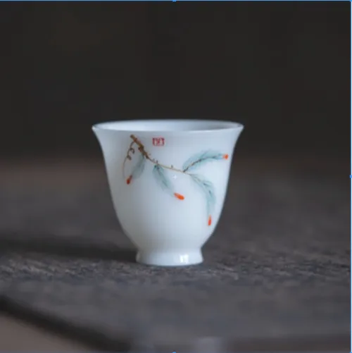 璞玉手绘松针铃铛杯