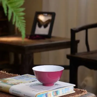 胭脂红素坯碗杯