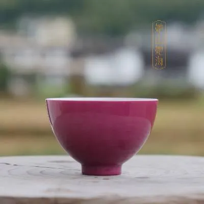 胭脂红鸡心杯