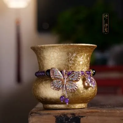 金色冰花铜建水
