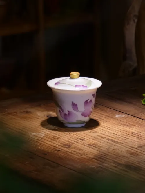 陶一丁鸢尾花系列二才盖碗