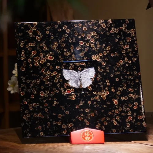 黑色大漆款银蝶款茶台